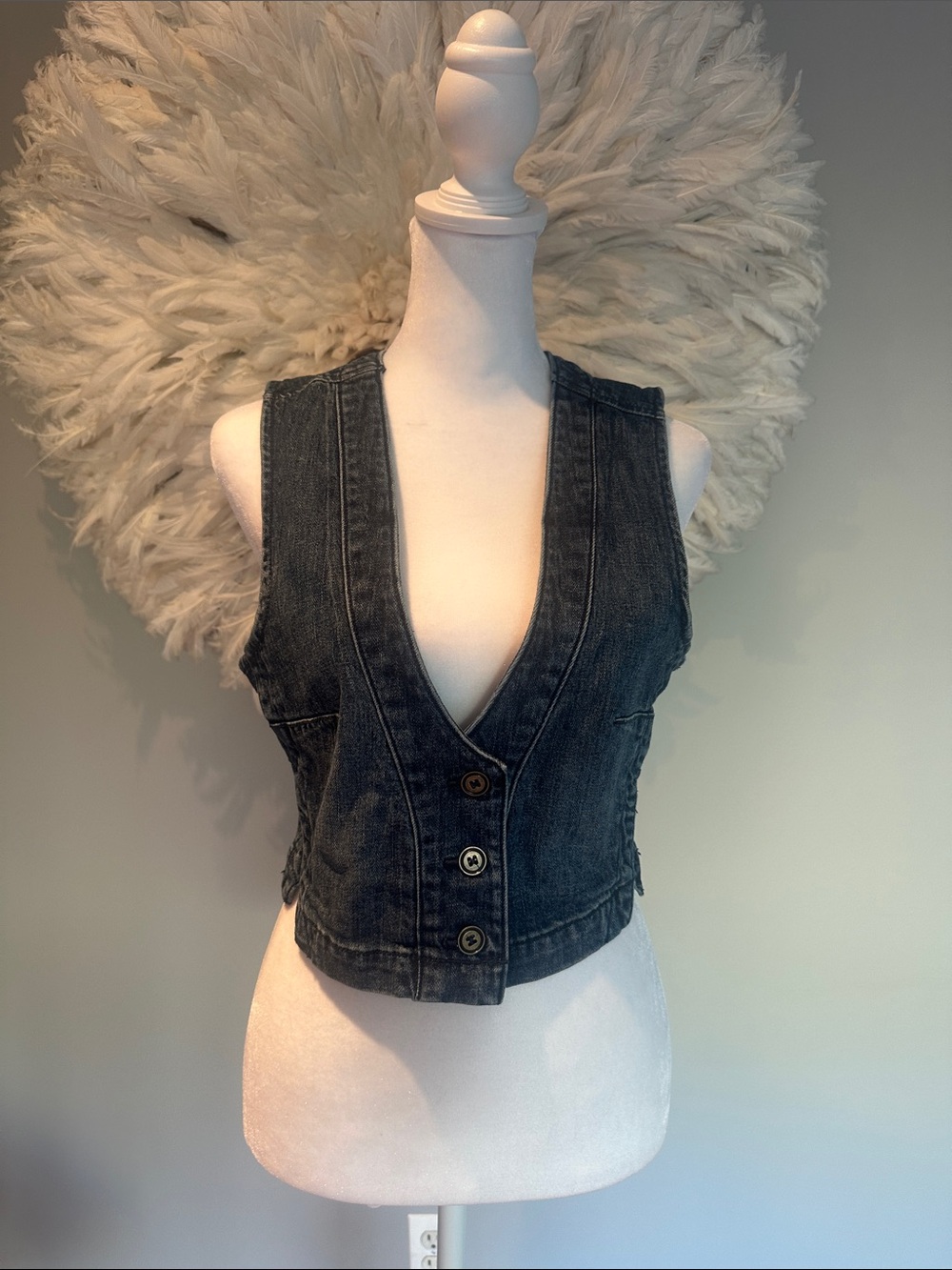 Anthropologie Pilcro Denim Button Front Vest